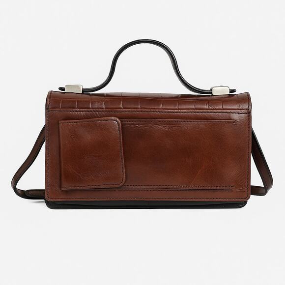 Brighton Croc Embossed Leather Accordion Bag - Picture 2 of 9